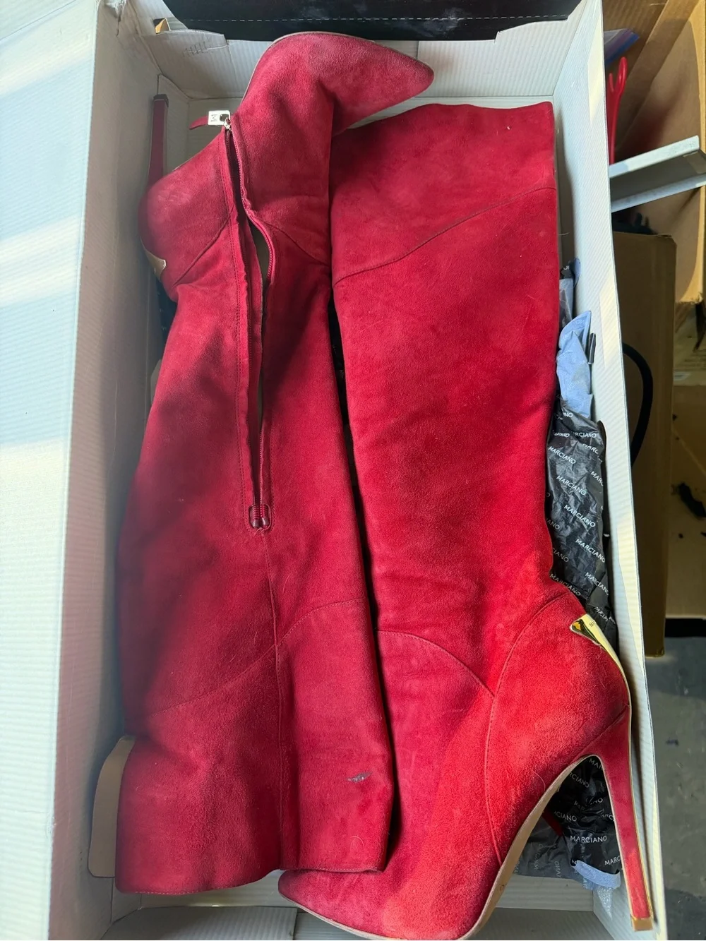 Marciano Red Suede Over the Knee boots 40
